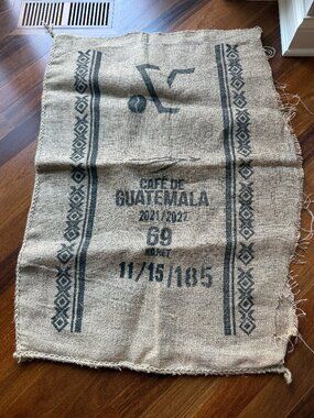Large Authentic Guatemalan Burlap Coffee Bean Sack Bag